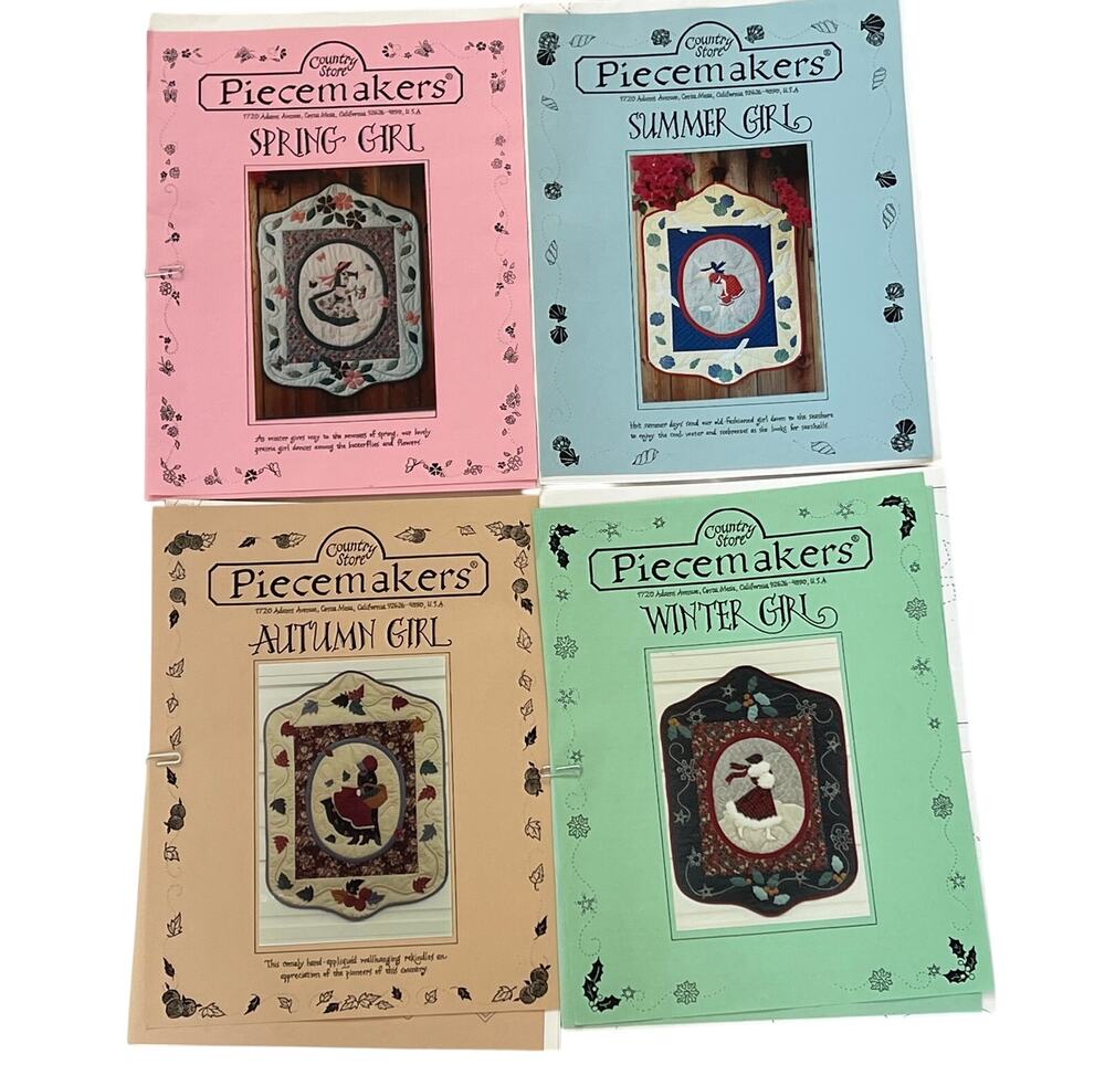Piecemakers Seasonal Girls Cross Stitch Pattern Lot of 4 Vintage Chart Set